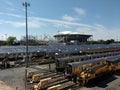 Tennis, Louis Armstrong Stadium Under Construction Aside Arthur Ashe Stadium from Corona Rail Yard, NYC, NY, USA Royalty Free Stock Photo