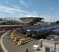 Tennis, Louis Armstrong Stadium Under Construction Aside Arthur Ashe Stadium from Corona Rail Yard, NYC, NY, USA Royalty Free Stock Photo