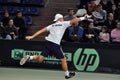 Tennis man Adrian Ungur in action at a Davis Cup match Royalty Free Stock Photo