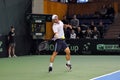 Tennis man Adrian Ungur in action at a Davis Cup match Royalty Free Stock Photo