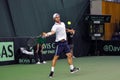 Tennis man Adrian Ungur in action at a Davis Cup match Royalty Free Stock Photo