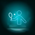 Tennis, man blue neon  icon. Simple element illustration from map and navigation concept. Tennis, man blue neon  icon Royalty Free Stock Photo