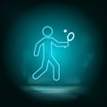 Tennis, man blue neon  icon. Simple element illustration from map and navigation concept. Tennis, man blue neon  icon Royalty Free Stock Photo