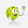 Tennis Mascot and background with selfie pose Royalty Free Stock Photo