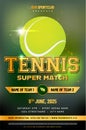 Tennis match poster template with ball and sample text Royalty Free Stock Photo