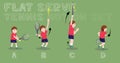 Tennis Motion Flat Serve Boy Vector Illustration