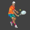 Tennis player, abstract geometric vector illustration eps10