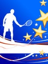 Tennis Player on Abstract Patriotic Background