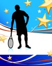 Tennis Player on Abstract Patriotic Background