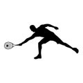 Tennis player black silhouette on white background, vector illustration Royalty Free Stock Photo