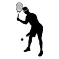 Tennis player black silhouette on white background, vector illustration Royalty Free Stock Photo
