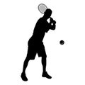 Tennis player black silhouette on white background, vector illustration Royalty Free Stock Photo