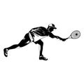 Tennis player black silhouette on white background, vector illustration Royalty Free Stock Photo