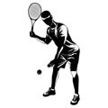 Tennis player black silhouette on white background, vector illustration Royalty Free Stock Photo