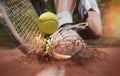 Tennis player on clay tennis court Royalty Free Stock Photo