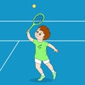 Tennis player on a tennis court. Sport illustration.