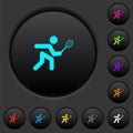 Tennis player dark push buttons with color icons