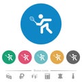 Tennis player flat round icons