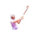 Tennis player, forehand shot. Low polygonal abstract isolated vector illustration. Geometric tennis logo from triangles