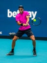 Tennis player Francisco Cerundolo of Argentina in action during his quarter-final match at 2022 Miami Open