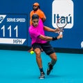 Tennis player Francisco Cerundolo of Argentina in action during his quarter-final match at 2022 Miami Open