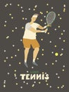 Tennis player guy Man with racket and ball Royalty Free Stock Photo