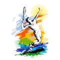 Tennis player. Hand drawn colorful vector illustration Royalty Free Stock Photo