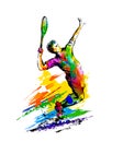 Tennis player. Hand drawn colorful vector illustration Royalty Free Stock Photo