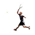 Tennis player hitting ball, forehand