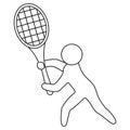 Tennis. The player is holding a racket in his hands, preparing to hit the ball. Sketch. Vector icon. Royalty Free Stock Photo