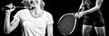 Composite image of tennis player holding a racquet ready to serve Royalty Free Stock Photo