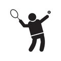 Tennis player icon vector sign and symbol isolated on white background, Tennis player logo concept Royalty Free Stock Photo