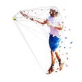 Tennis player, isolated low polygonal vector illustration. Forehand shot. Individual sport