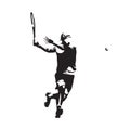 Tennis player, isolated vector silhouette