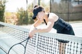 Tennis player looking disappointed Royalty Free Stock Photo