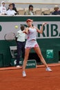 Tennis player Lyudmyla Kichenok of Ukraine in action during her women`s doubles semifinal match with partner Jelena Ostapenko