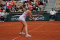 Tennis player Lyudmyla Kichenok of Ukraine in action during her women`s doubles semifinal match with partner Jelena Ostapenko