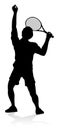 Tennis Player Man Sports Person Silhouette Royalty Free Stock Photo