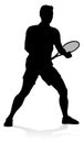 Tennis Player Man Sports Person Silhouette Royalty Free Stock Photo