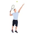 Tennis player with ball and racket, vector flat isolated illustration