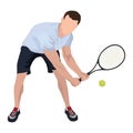 Tennis player with ball and racket, vector flat isolated illustration Royalty Free Stock Photo