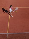 Tennis player with racket during a match game Royalty Free Stock Photo