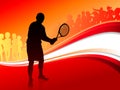 Tennis Player with Red Abstract Crowd