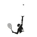 Tennis player serving ball, isolated vector silhouette, tennis logo Royalty Free Stock Photo