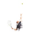 Tennis player serving ball, low poly isolated vector illustration, tennis logo Royalty Free Stock Photo