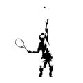 Tennis player serving ball, service, abstract isolated vector silhouette Royalty Free Stock Photo