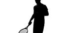 Tennis player shadow holding racket, warming up before competition, active hobby