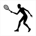 Tennis player silhouette. Acivity summer outdor game. Sport icon.