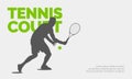 Tennis player silhouette banner vector illustration.