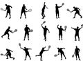 Tennis player silhouettes Royalty Free Stock Photo